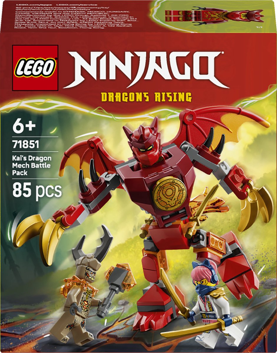 LEGO® NINJAGO® Kai's Drakenmecha Strijdpakket - Mechaspeelgoed - Speelset met 3 Minifiguren - 71851