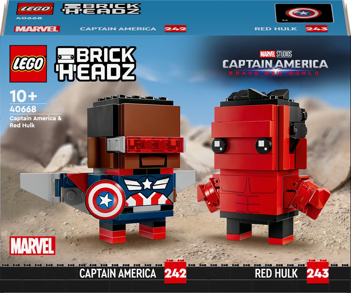 LEGO Marvel Brickheadz 40668 - Captain America en Rode Hulk Figuren